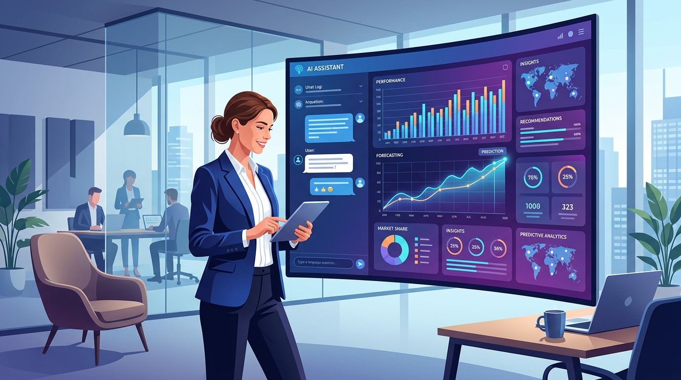 Business user asking natural language questions to an AI analytics platform