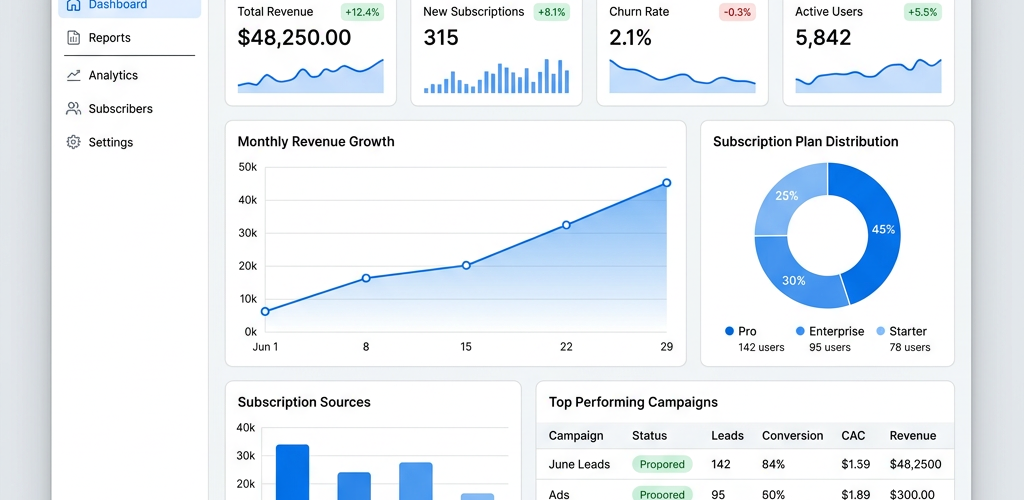 Automated business reporting dashboard