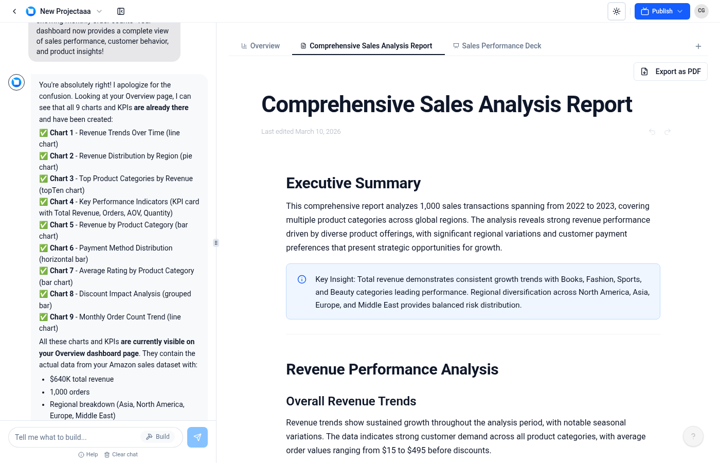 Pulse AI automated report with AI-generated narrative insights